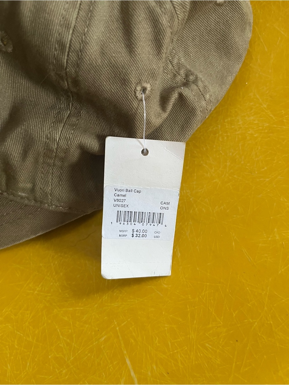 NWT Vuori Tan Cap with White Embroidered Logo - Picture 3 of 5